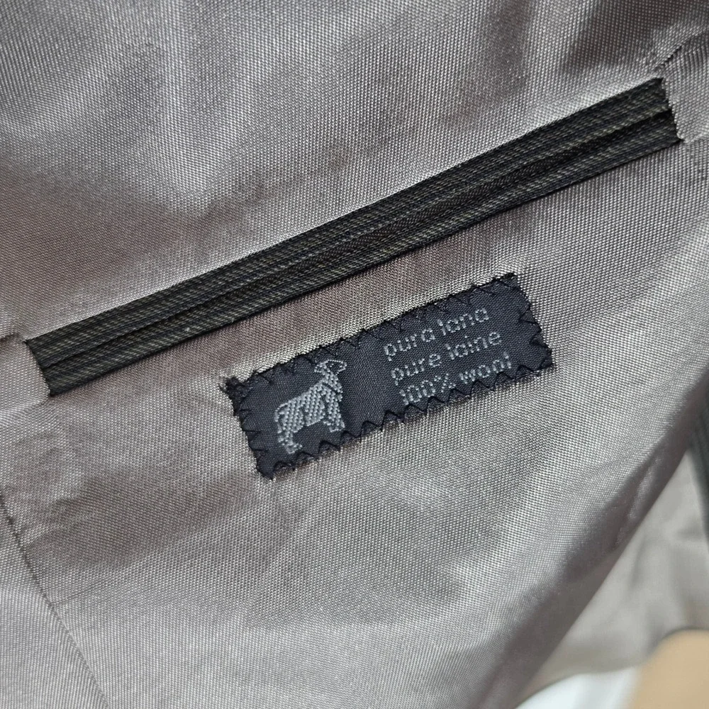 VTG Monsieur‎ Givenchy Blazer 38S 100% Worsted Wool Charcoal Pinstripe Jacket